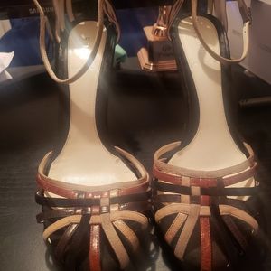 Fendi oval Toe Strapy Heels